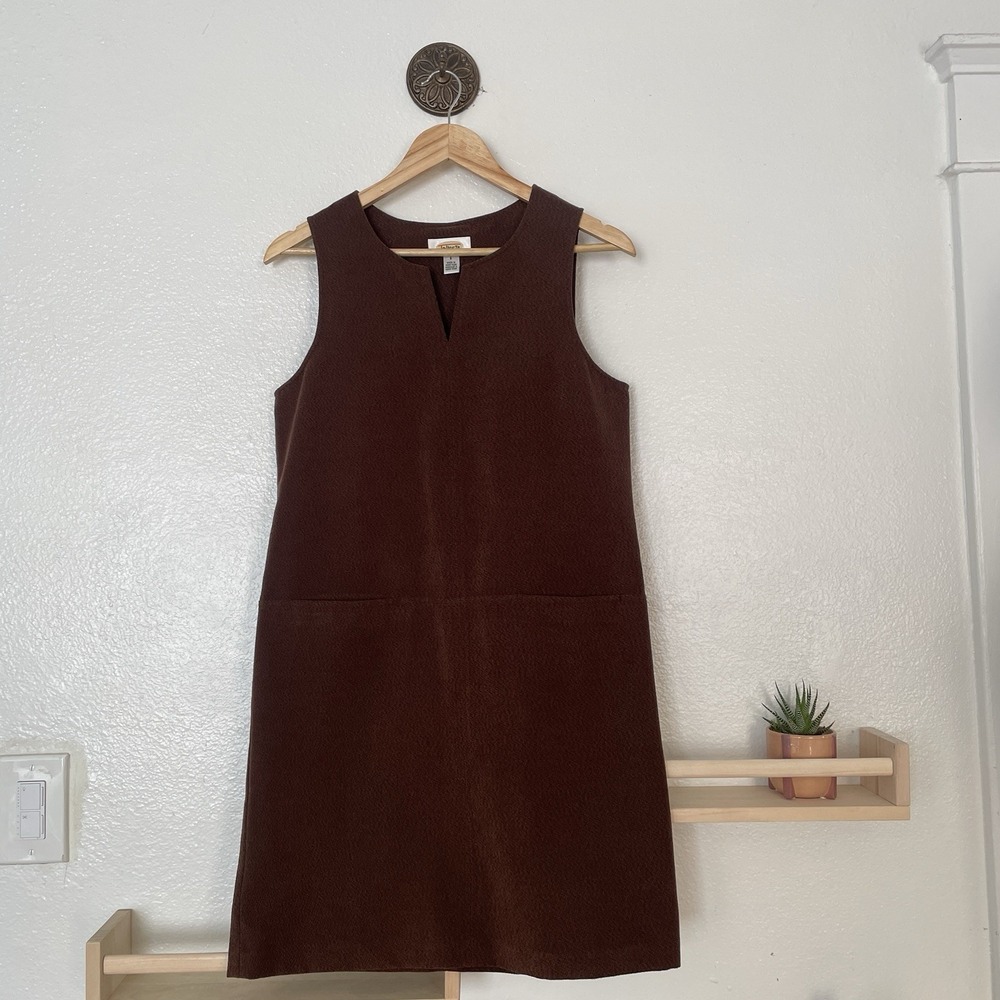 Talbots Petites Shift Dress With Front Pockets Womens Size 6‎ Brown